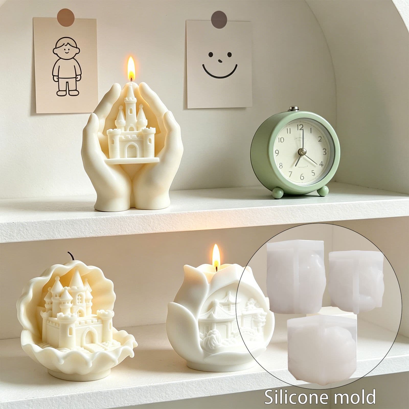 ins wind palm castle shell castle rose garden scented candle plaster ornaments silicone mold wholesale