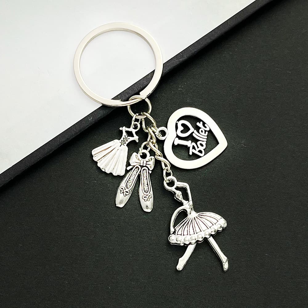 Elegant Fashionable DIY Ballet Dancer Keychain Skirt Ballet Shoes Heart Shaped Keyring Creative Tourist Souvenir Zinc Alloy Gift