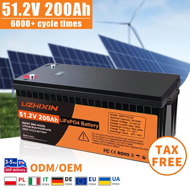 51.2V 200Ah Lithium Ion Battery Pack Built in BMS 12V 24V