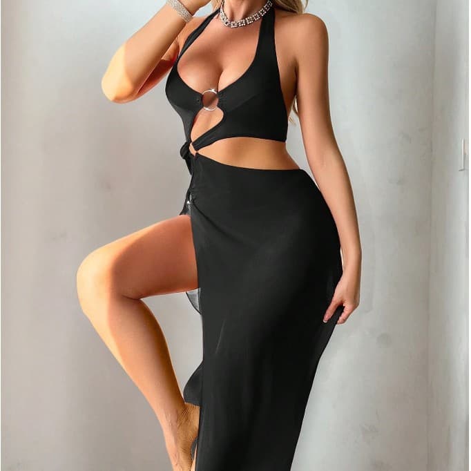 Cross-border Amazon EU/US Fashion Solid Color Bandage Bikini Set Sexy Bikini Lingerie