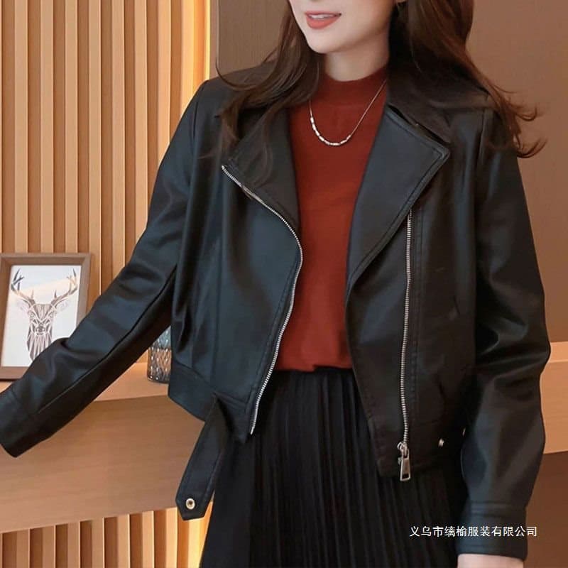 Women's Leather Jacket 2025 Spring/Fall New Trendy Motorcycle Style Korean Fashion Slim Fit Versatile Short Coat