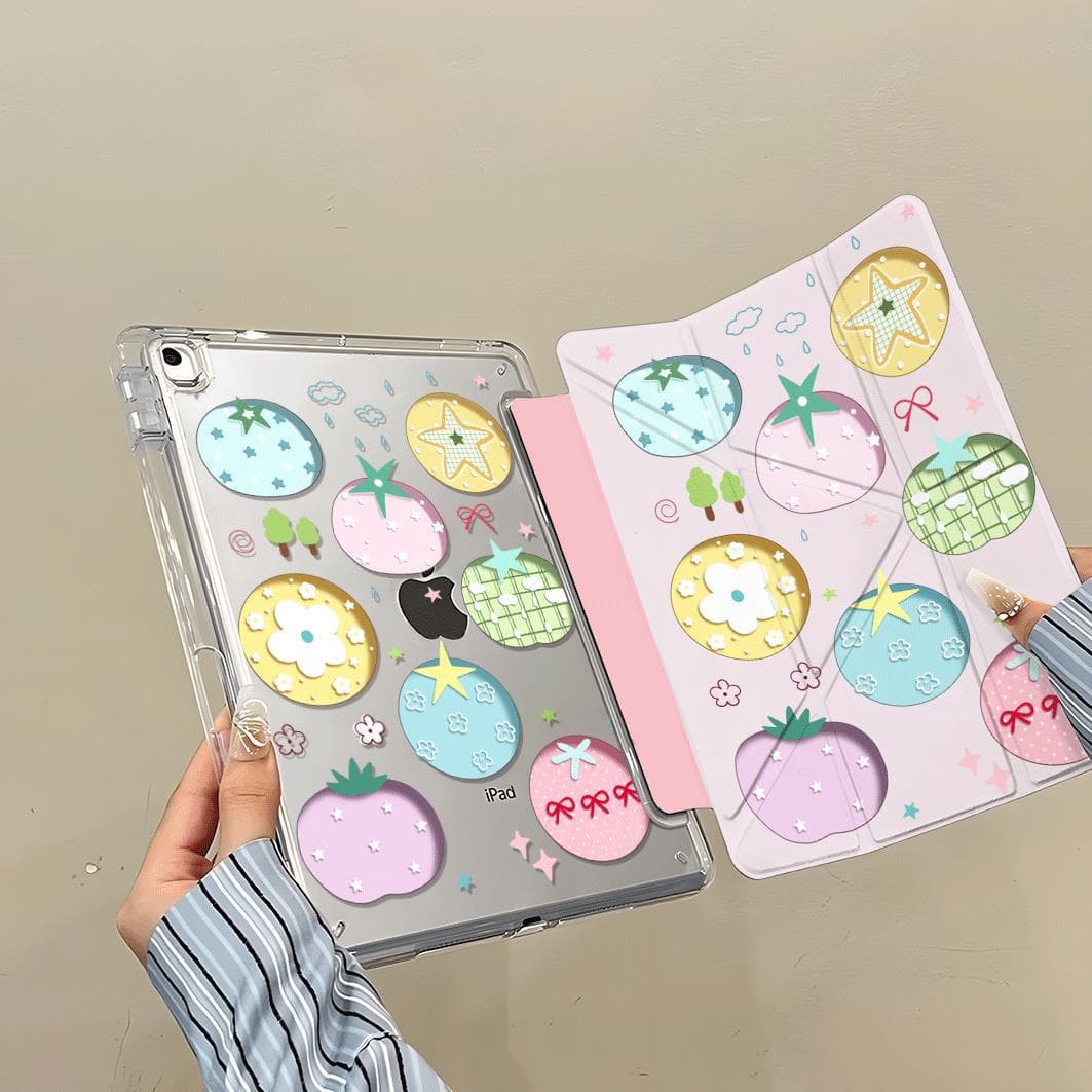Colorful tomato ipadA16 tablet 10/9th generation MINI7 protective case Y fold pro11 inch air6/5/4 protective case