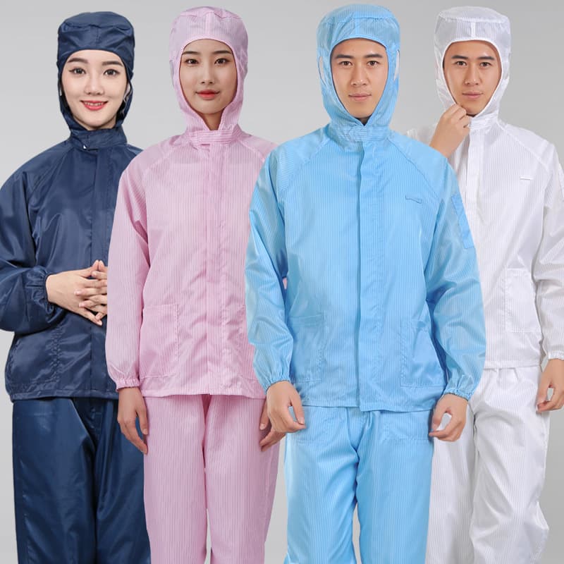 Anti-static hooded two-piece work suits with zippers, dust-proof for electronics/painting/food plants