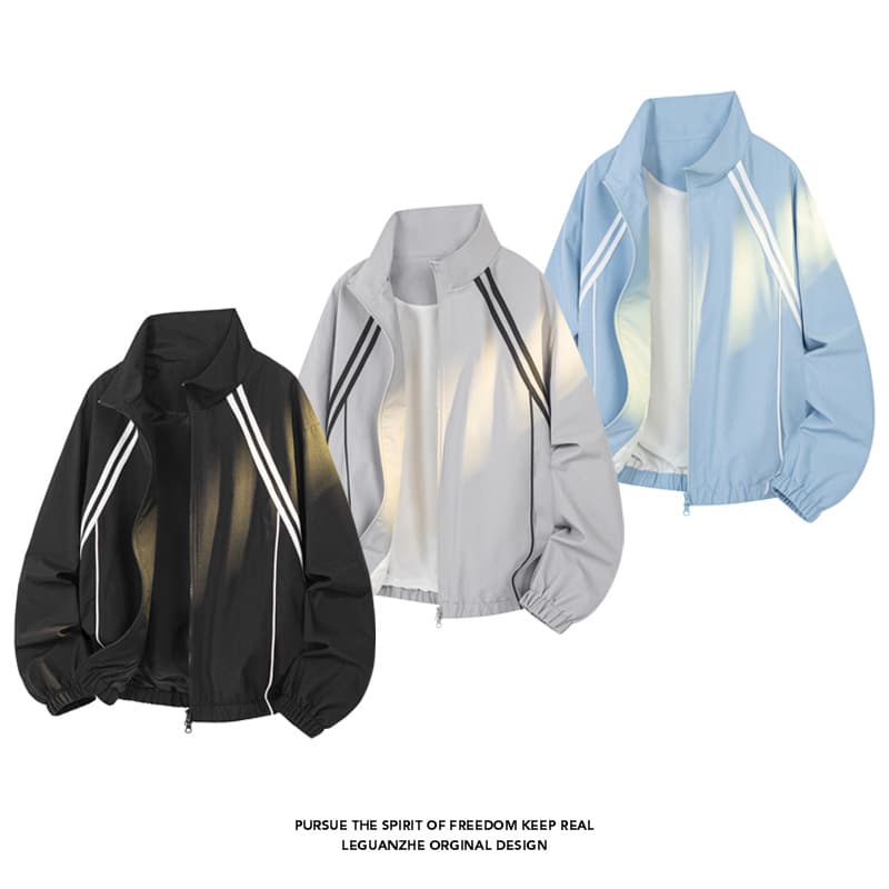 2026 Fall New Arrival Hong Kong Style White Base Plus Size Stand Collar Sports Jacket M-5X HJ26773-TP29