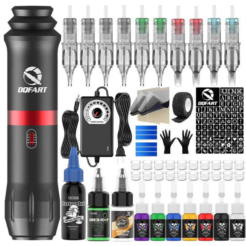 Cross-Border Best-Selling Tattoo Pen Set Mini Tattoo Battery Tattoo Machine Tattoo Ink Set All-in-One