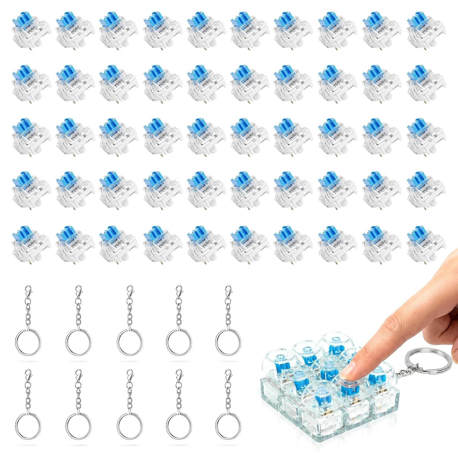 iTLY Mechanical Keyboard Switch Tester Stress Relief Button Finger Squeeze Toy Keychain Stress Relief Toy