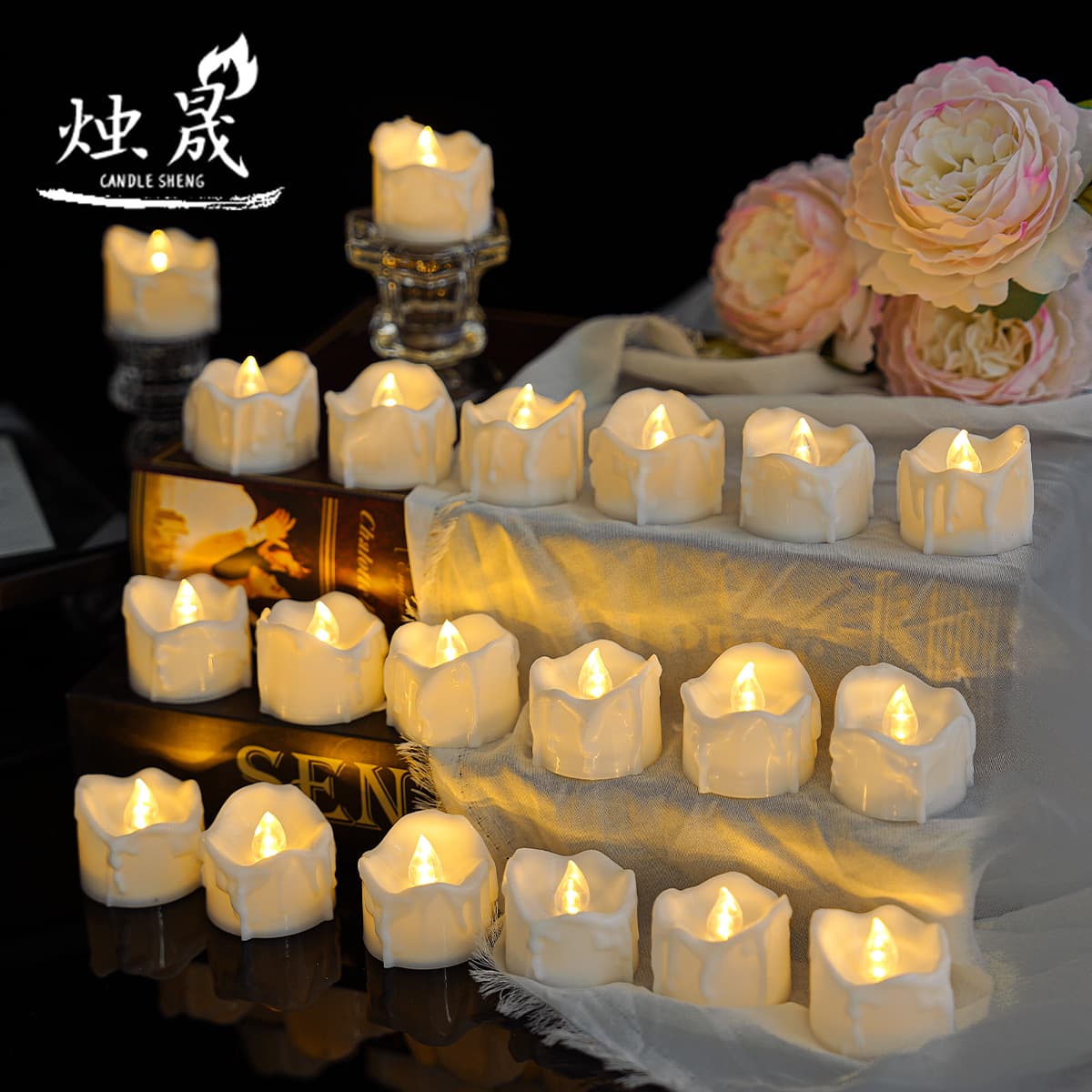 Halloween timed tears electronic candle light creative atmosphere light small tealight Christmas remote control candle CR2032