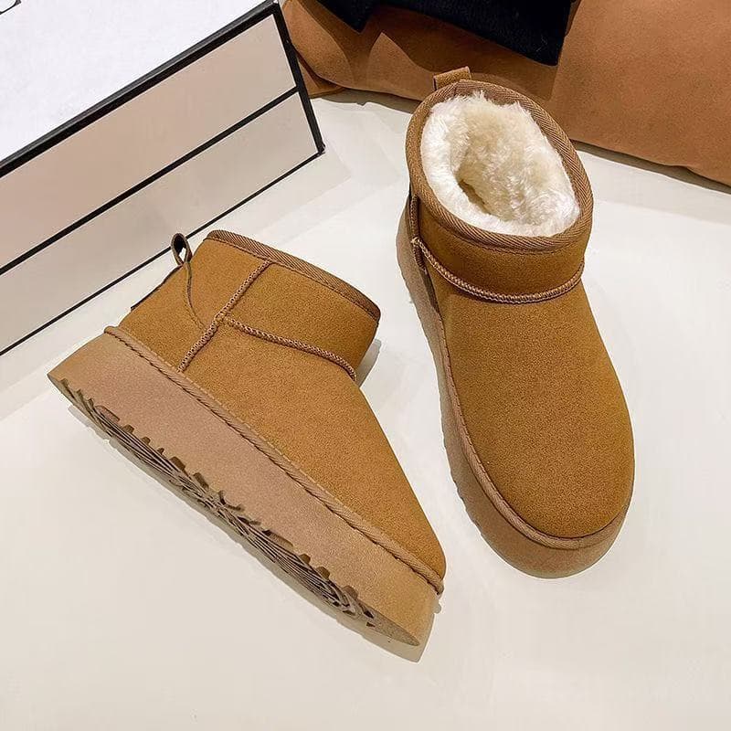 Women's Snow Boots, Fleece-Lined, Thickened, Warm, Winter, Anti-Slip, Waterproof, Popular Outdoor Mid-Calf Thick-Soled Cotton Shoes