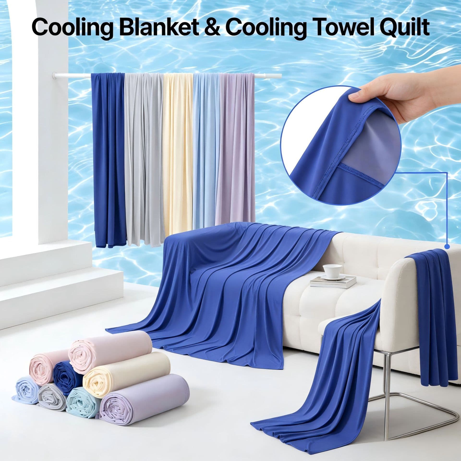 2026 Hot-Selling Cross-Border Cooling Blanket, Summer Cooling Blanket, Adult Nap Shawl, Cold-Sensing Blanket, Thin Quilt, Cover Blanket, Foreign Trade