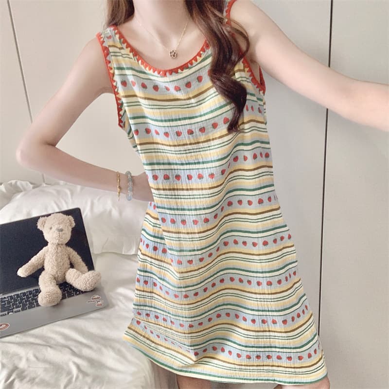 Cloud Cotton Nightgown for Women, Summer Sleeveless Vest, New Style for Pregnant Women, Thin Summer Mid-Length Plus Size Sleepwear, Home Wear