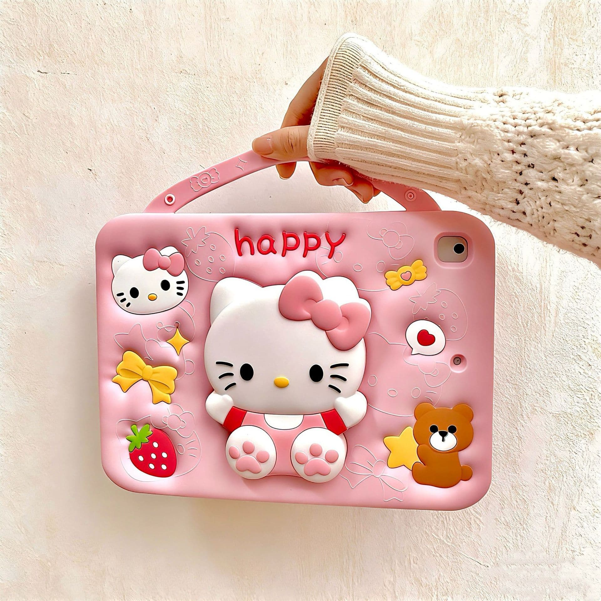 Folding telescopic stand KT pink cat suitable for ipad10.2 Apple mini7 Samsung A9 Redmi 2 Huawei 11.5S