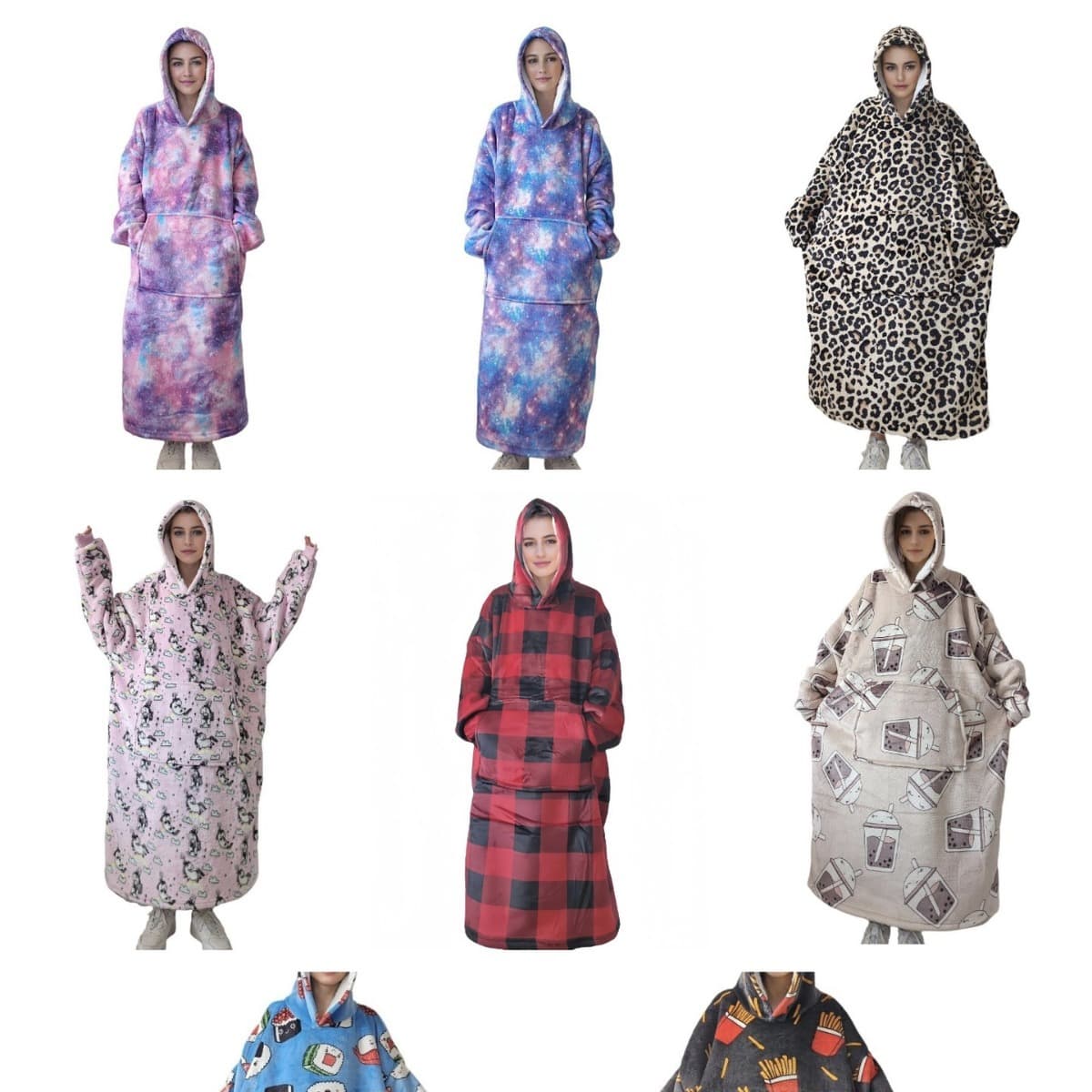 1.2m Long TV Blanket Digital Print Sleeve Blanket Thick American Style Pullover Fleece TV Blanket Huggle Hooded