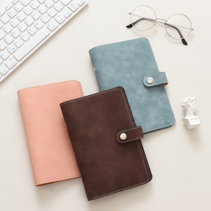 A6 Loose-Leaf Zipper Pouch Notebook PU Leather Binder Cover Cash Budget Vintage Portable Retro Nostalgic