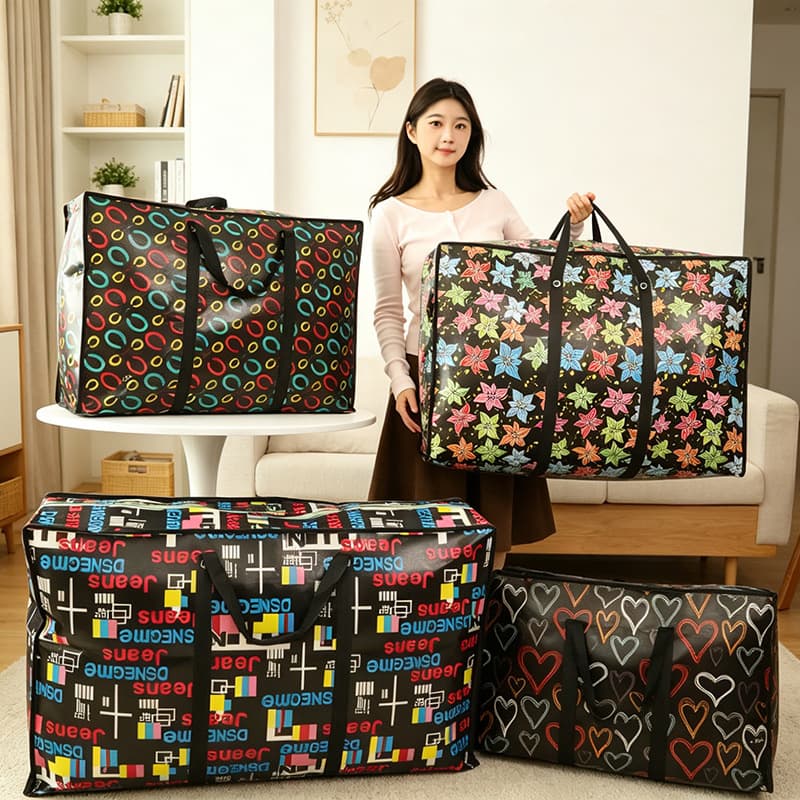 Cross-border moving bag, luggage bag, coated non-woven packing bag, clothes quilt storage bag, Japanese style hand travel bag