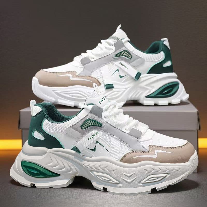 Men's Shoes 2026 New Summer Breathable Trendy Running Casual Versatile Thick Sole Heightening Sports Student Dad Trendy Shoes