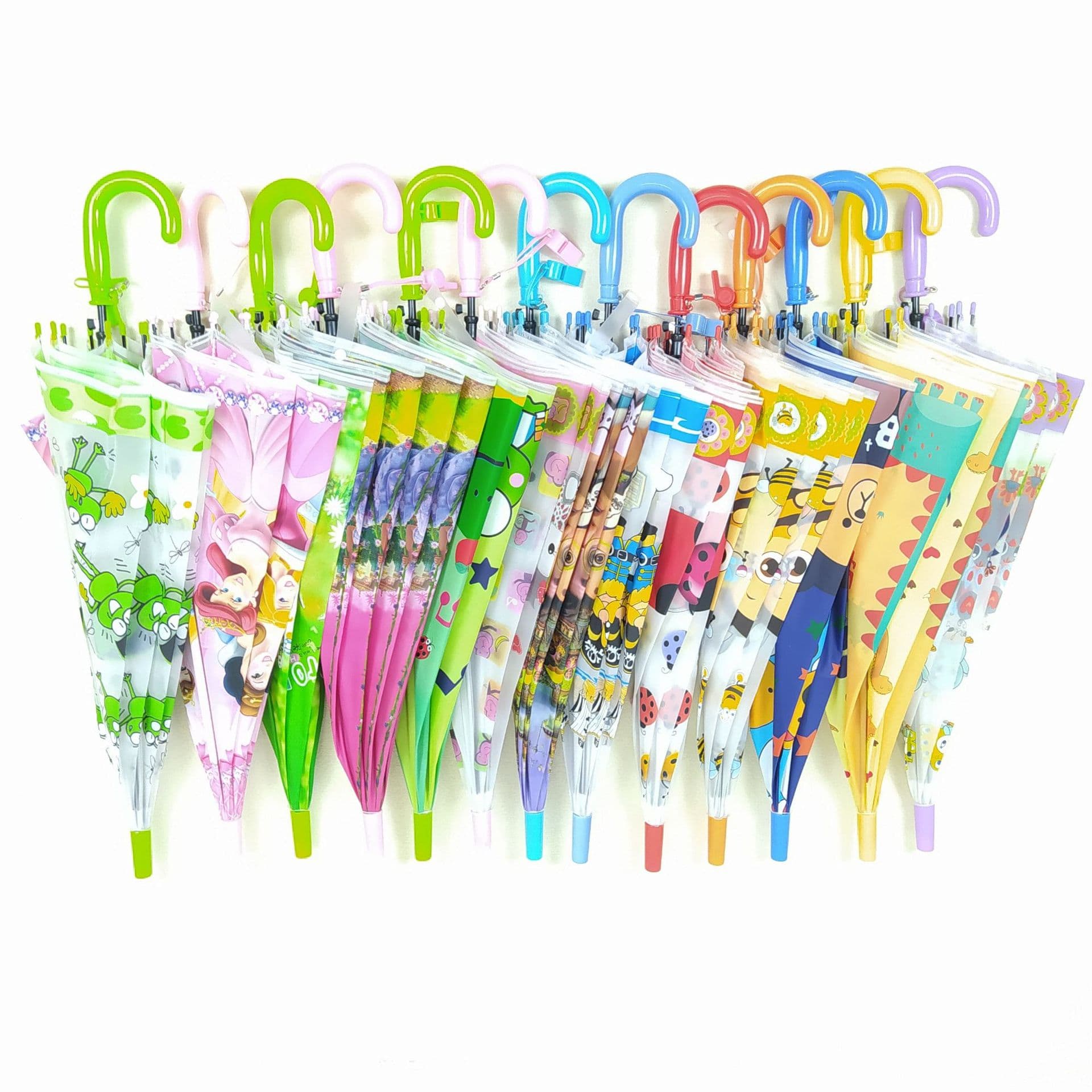 Creative and fresh children's cartoon student umbrella, portable and safe, 8-rib automatic long handle, dual-use for sun and rain, manufacturer wholesale.