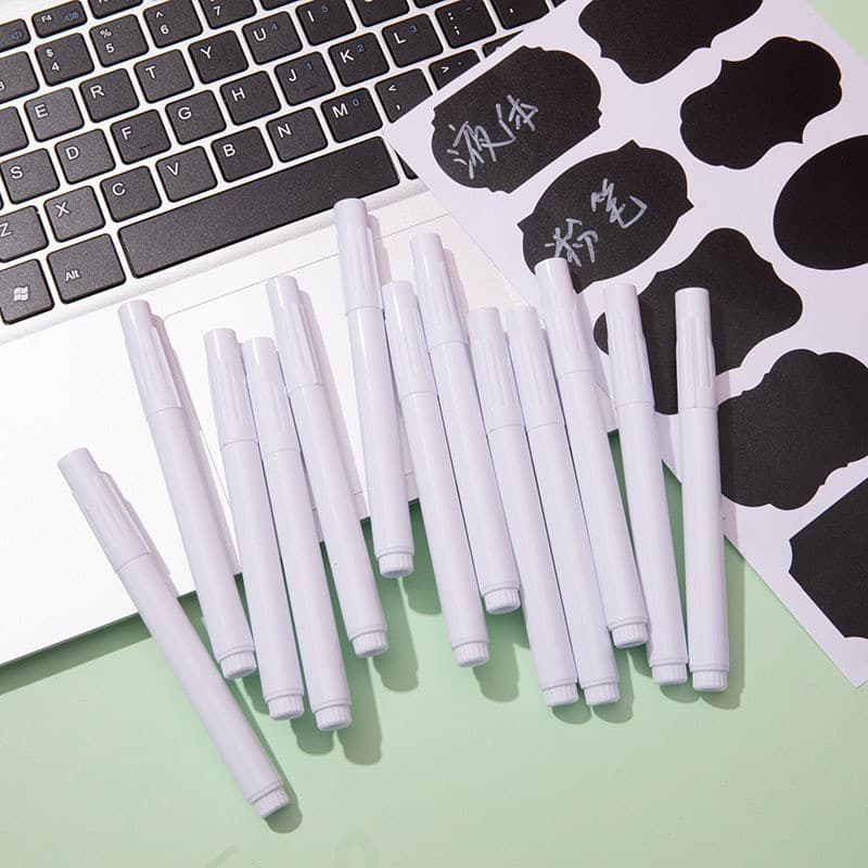 White Liquid Chalk, LED Light Panel Pen Water-Based Dust-Free Blackboard Pen Glass Ceramic Leather Erasable Marker Pen