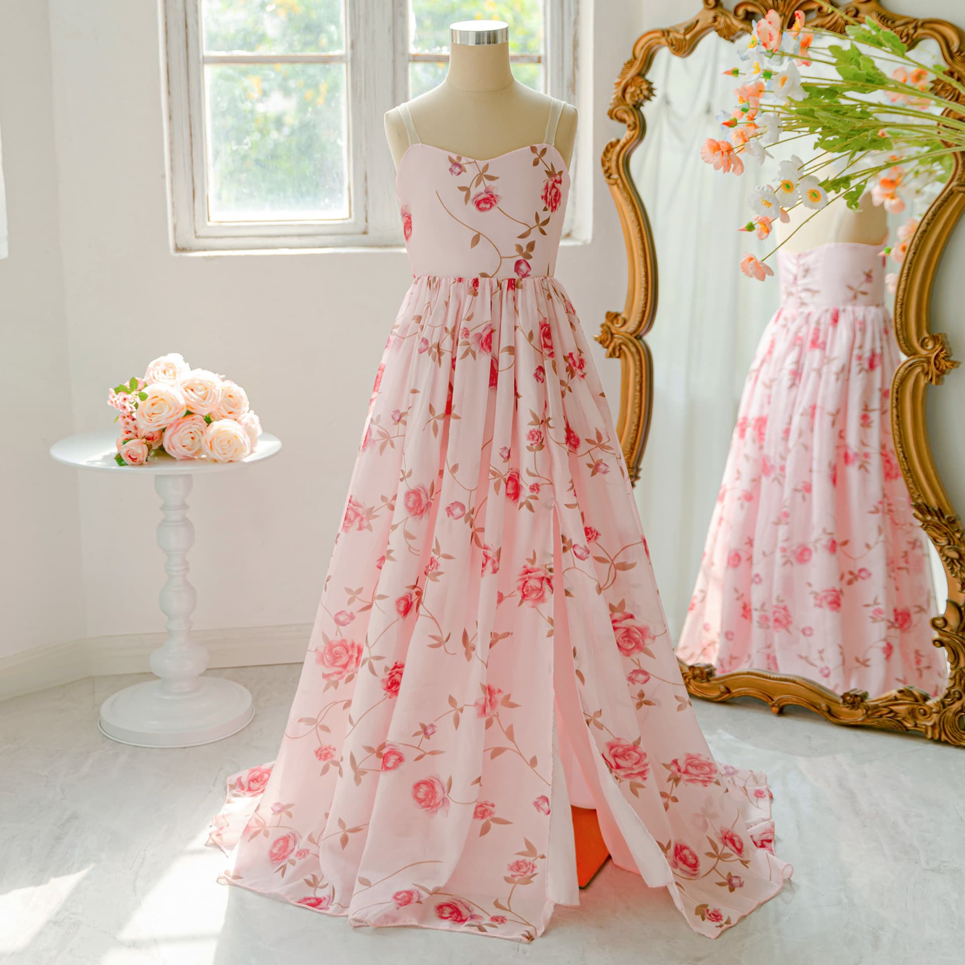 2026 Summer Children's Princess Dress with Flower Train Split Dress Flower Girl Little Girl Party Dress Evening Gown