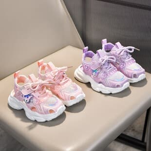 Girls Hollow Mesh Sports Sandals 2026 Summer New Style Girls Versatile Dad Shoes Cartoon Sports Mesh Shoes