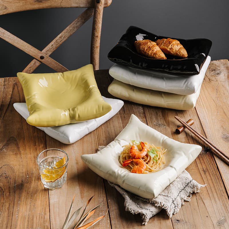 Nordic ceramic dinner plate, creative salad plate, artistic food presentation plate, breakfast plate, dessert decoration plate, cross-border hot seller