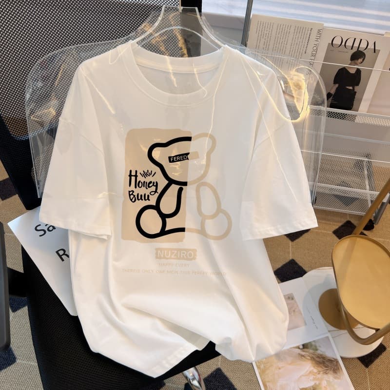 Women's Pure Cotton Short Sleeve T-Shirt 2026 Korean Style Loose Plus Size Casual Versatile T-Shirt Top Slub Cotton T-Shirt for Women