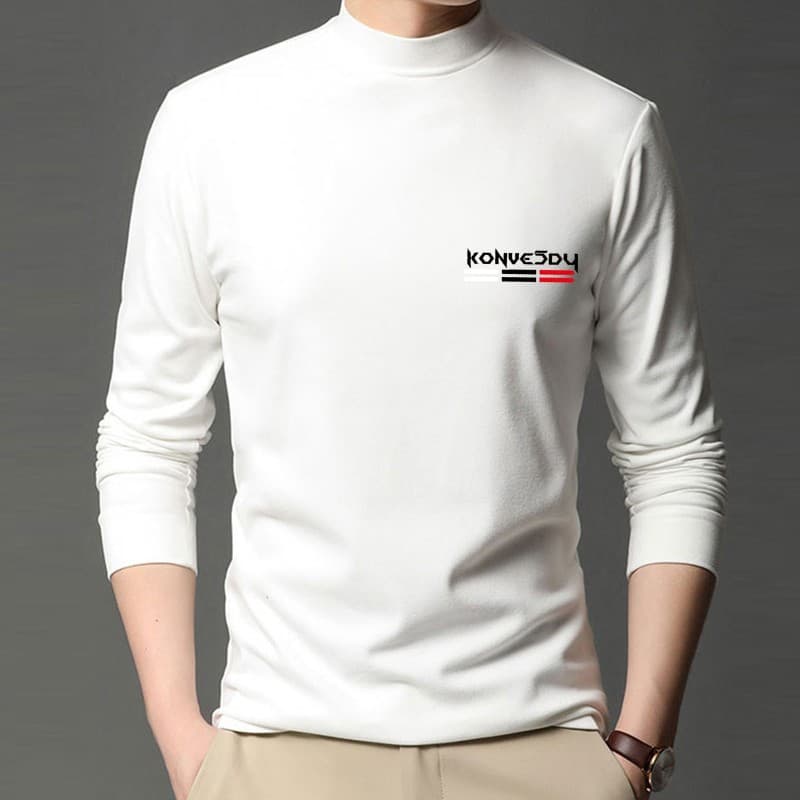 Men's Double-Sided Fleece High Collar Base Shirt, Men's Fleece Long-Sleeved T-Shirt, Autumn and Winter Fleece-Lined Thickened Top Thermal Underwear