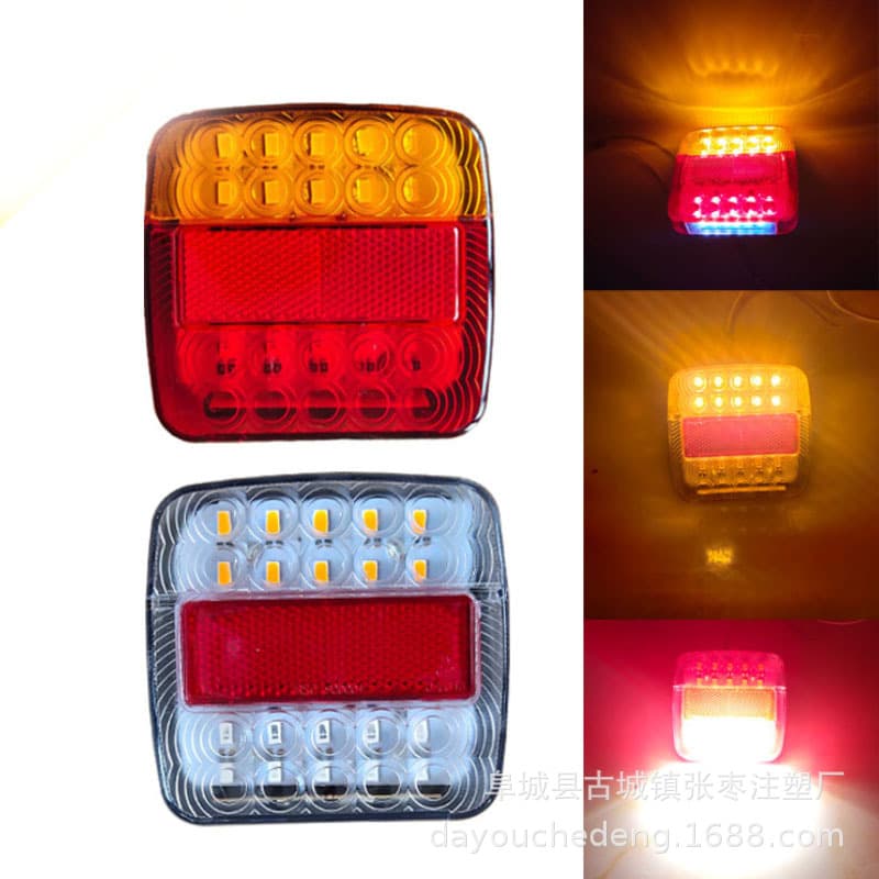 Factory Supply 12V Long-Life LED Square Lights 20+6 LED Red/Yellow Dual-Color Tail Lights, Amazon eBay Supply