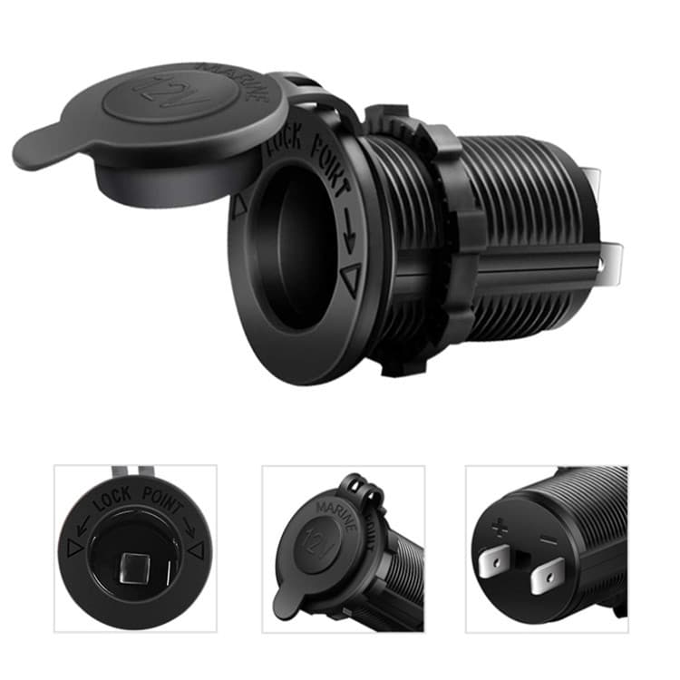 12V 24V car electrical socket, car and motorcycle modified female socket, waterproof cigarette lighter female socket with cover
