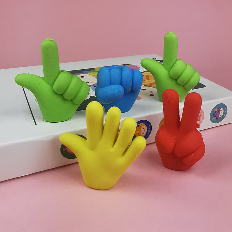 Rock Paper Scissors Eraser Finger Shape Eraser Pencil Case Student Prizes Creative Stationery Wholesale
