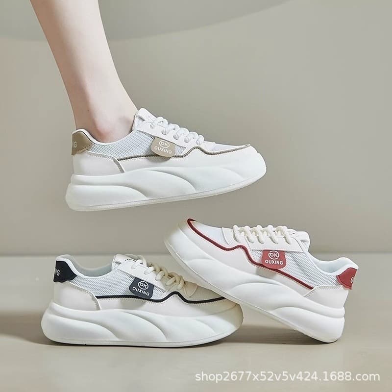 2025 Summer New Mesh Breathable Women's Shoes, Thick Sole Heightening Casual Board Shoes, Trendy Women's Sneakers