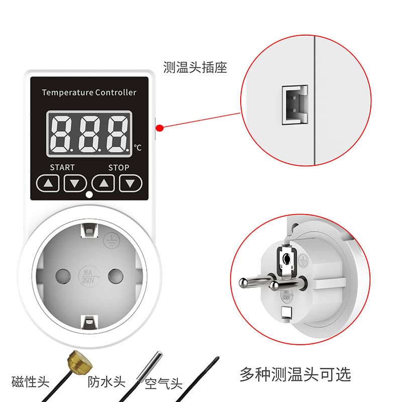 German Plug Thermostat Socket Temperature Switch, Smart Control with UK/US/South African Plugs