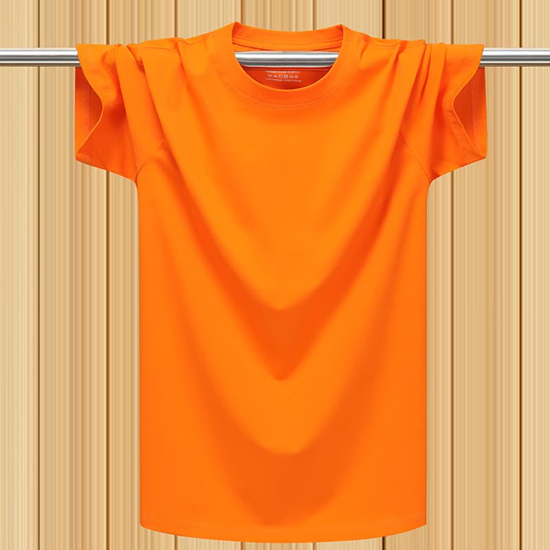 Cool Elastic Thin Short-Sleeved T-Shirt Loose Large Size Pure Color Half-Sleeved T-Shirt for Men Orange