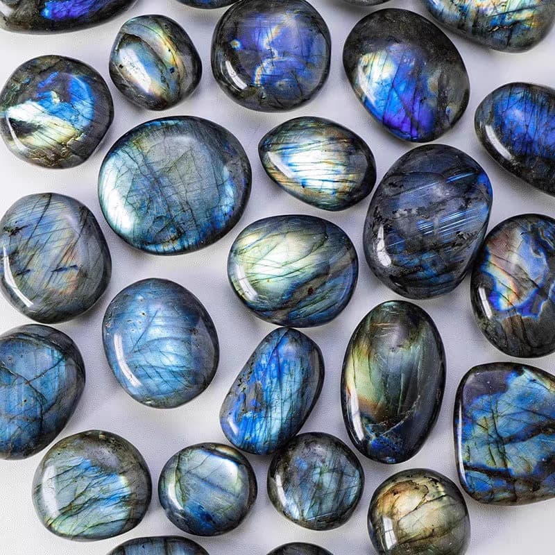 Natural Crystal Blue Moonstone Rough Stone Decoration Labradorite Tumbled Stone Hand Stone Ore Specimen Fish Tank Stone Flash Stone