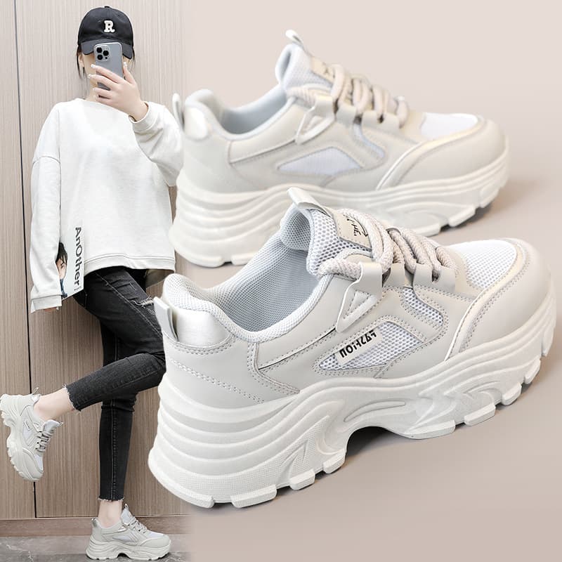 Versatile Breathable Sporty Thick Bottom Women's Shoes Casual All-Match Dad Shoes Spring Summer Trendy Net Shoes Increased Height