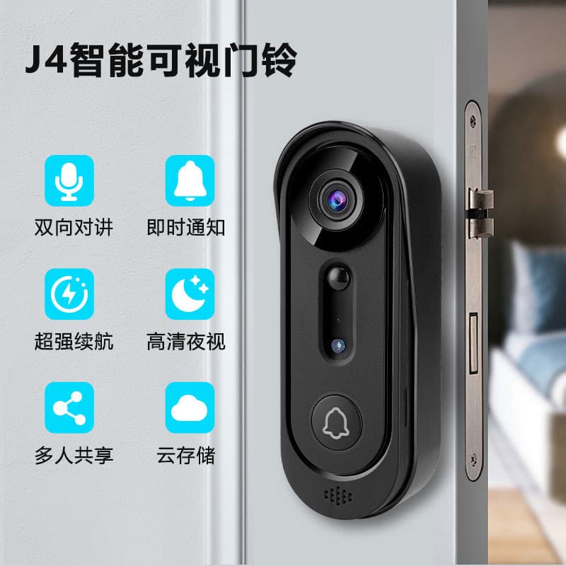 Electronic Cat Eye Anti-Theft Video Doorbell 4MP No-Drill Monitoring Camera ICAM365 APP Smart Remote Talk