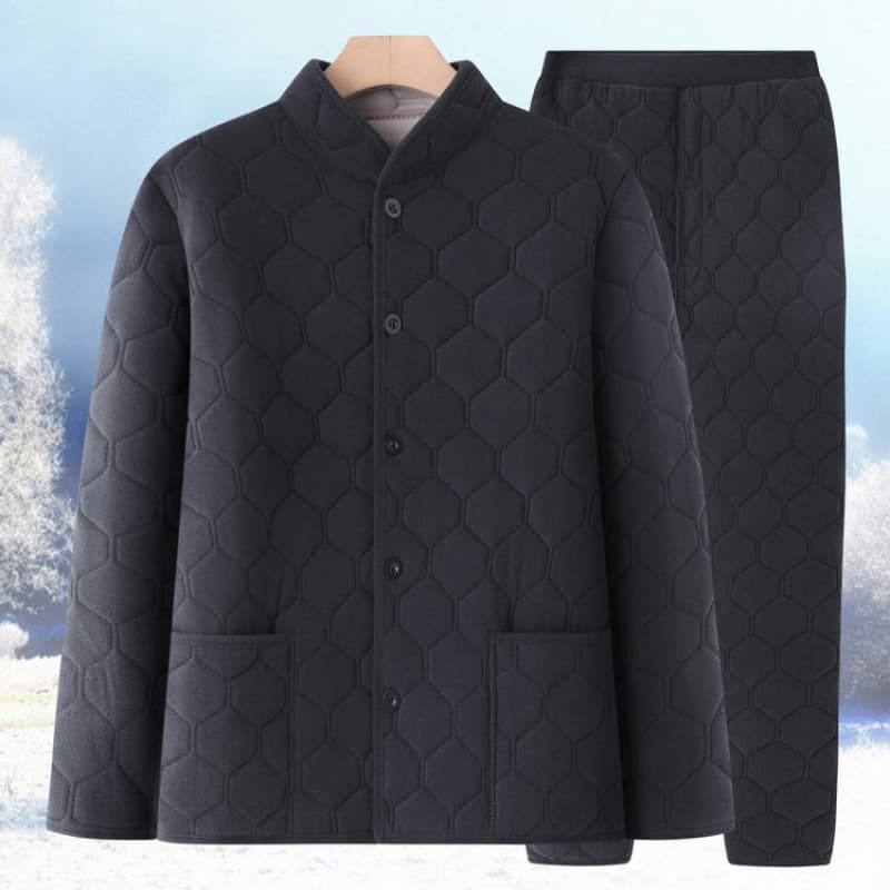 Middle-aged and elderly men's camel velvet cotton-padded jackets for outer wear, winter thickened cotton-padded jackets, dad's velvet thermal underwear and cotton-padded coat sets