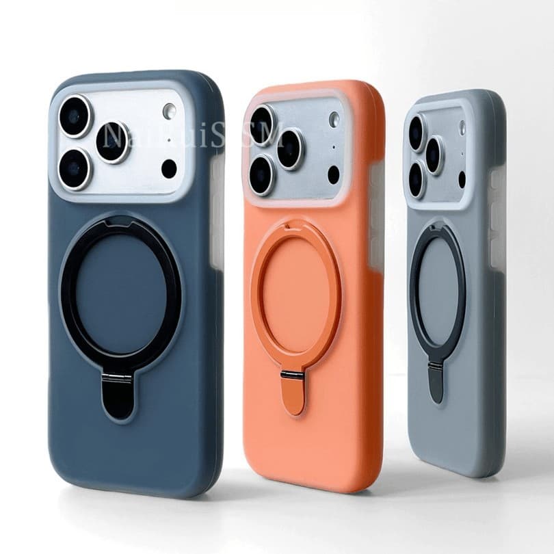 iPhone 17 PRO MAX Skin-Feel Jelly Magnetic Stand Phone Case Compatible with Apple 16 Macaron Protective Cover 15