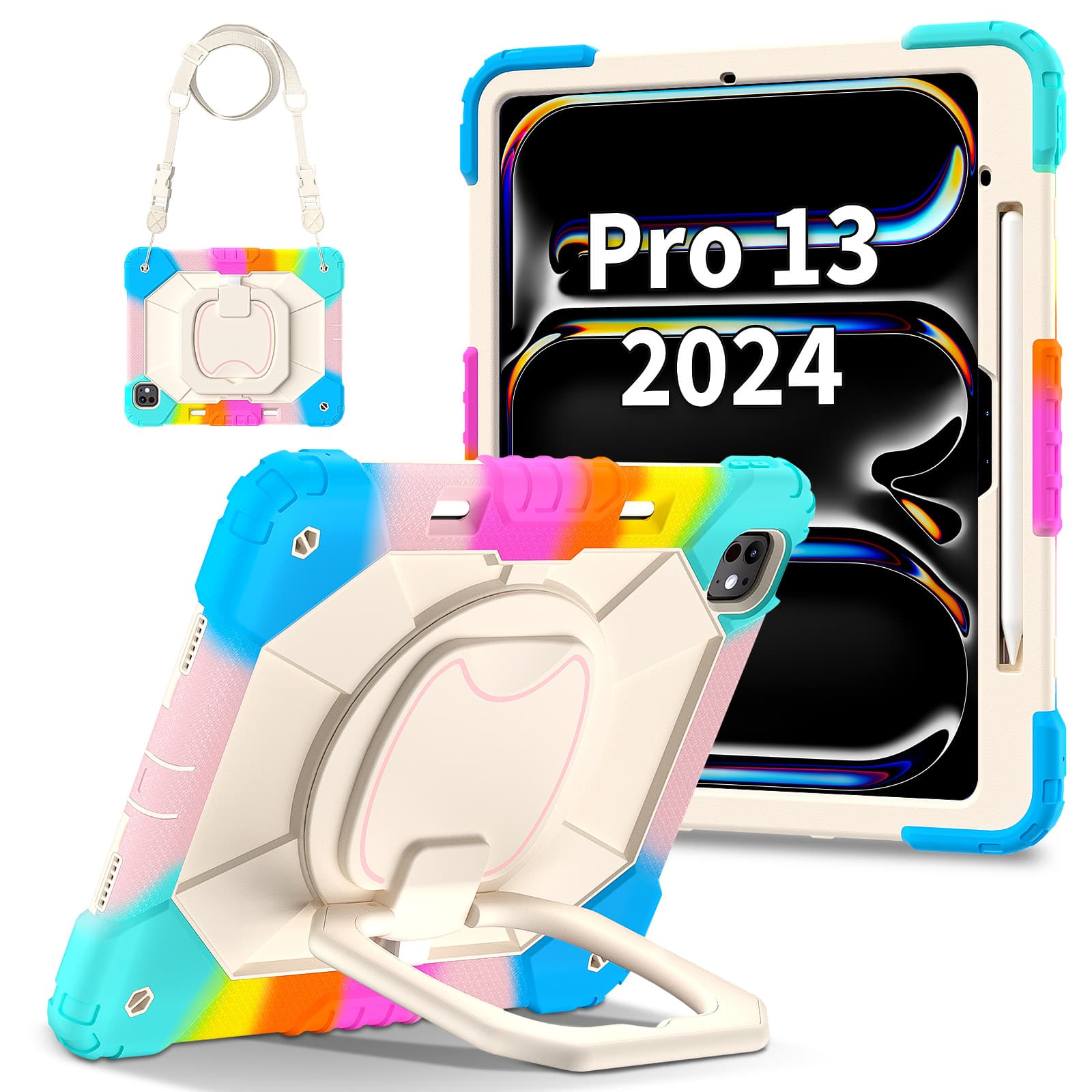 Compatible with iPad 10th Gen Case, Air 13-inch Tablet Case, iPad Silicone Case, Two-Tone iPad Stand Case