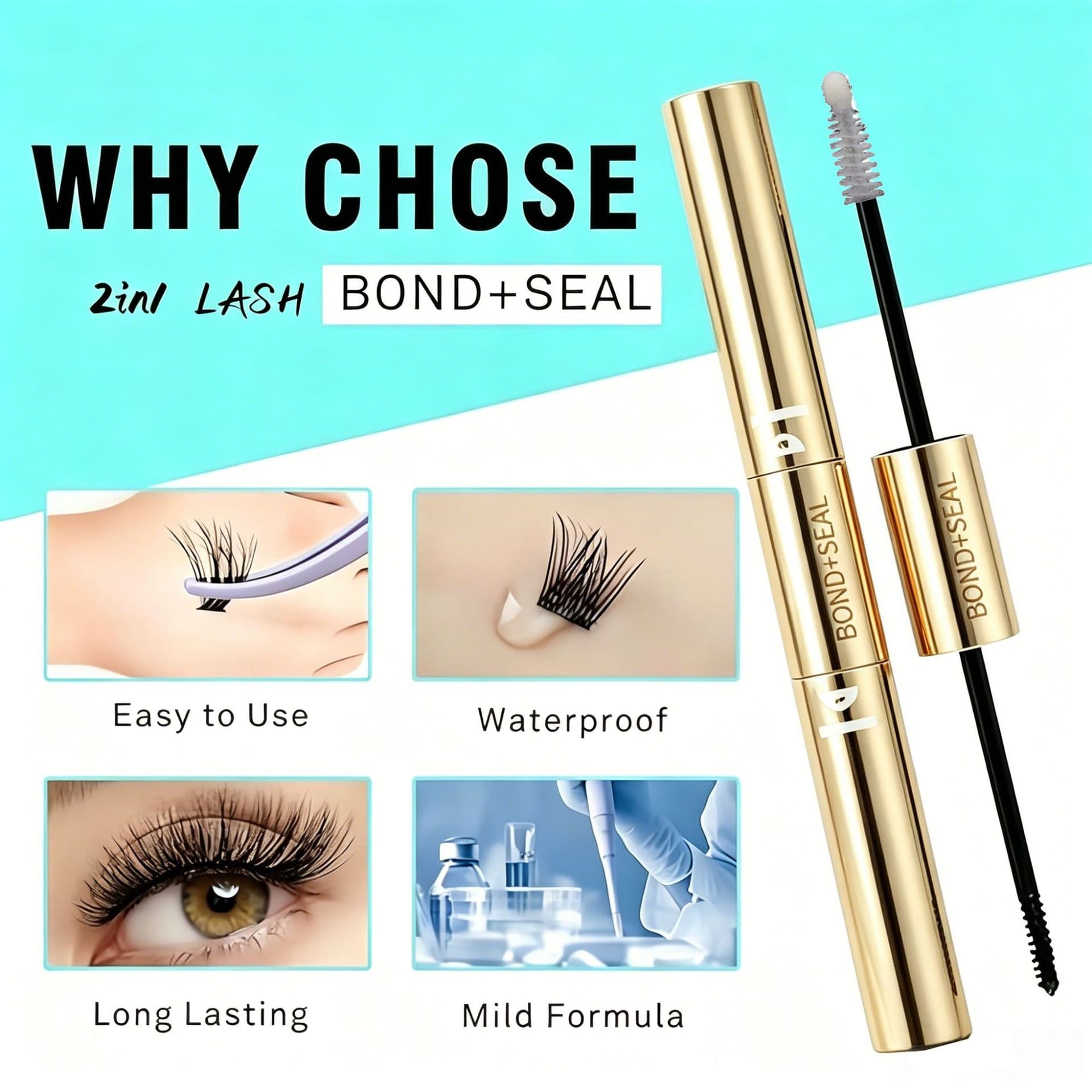 2in1 False Eyelash Glue and Remover Dual-Head Design Cross-Border Fast-Drying Gentle Non-Irritating Eyelash Adhesive