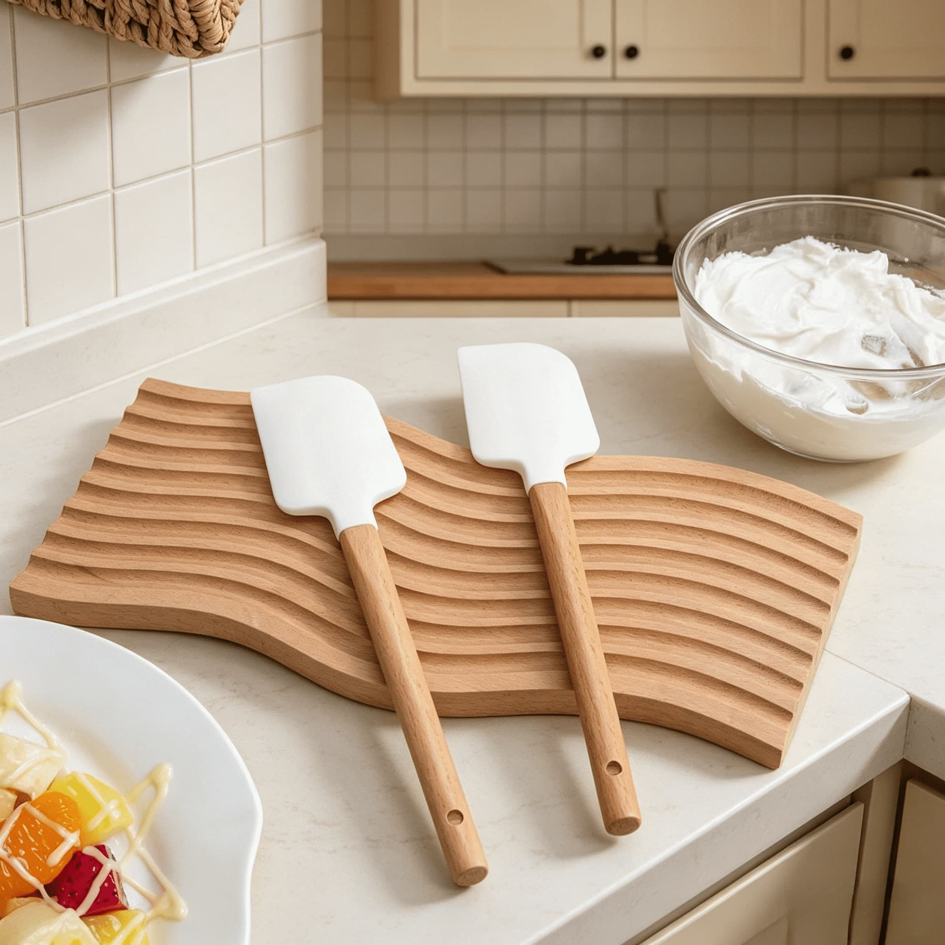 In-Stock Japanese-Style Multifunctional Jam Spatula Baking Cream Soft Gel Scraper Bread Scraper with Wooden Handle Mini Silicone Spatula