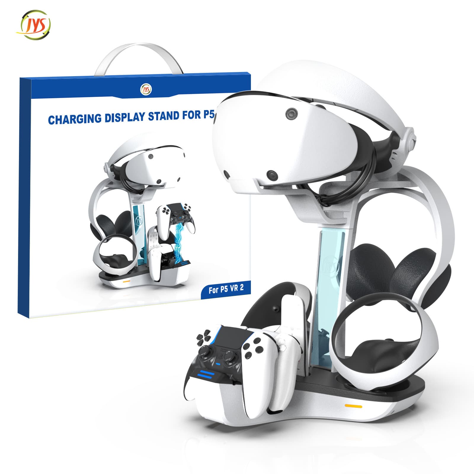 PSVR2/PS5 Game Controller Charging Dock, PS5 Elite Controller Charging Stand with Headset and Headphone Storage