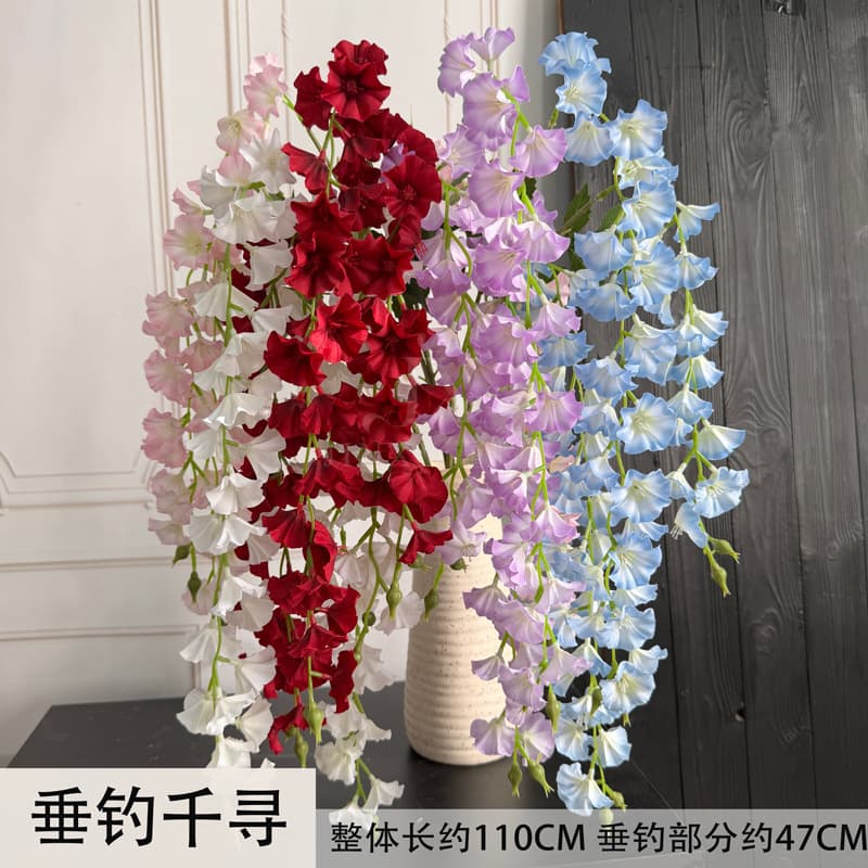 New wedding arrangement, fishing flower vine decoration, high-quality hanging flowers, hanging embellishment bouquet, simulated fishing Qianxun flower