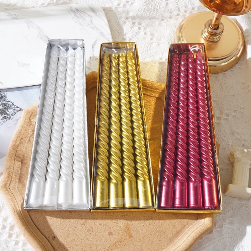 Spiral Candles for Western Dining Romantic Weddings Twisted Long Candles Smokeless Christmas Birthday Taper Candlestick European Style Candles Wholesale