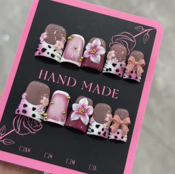 Hot-selling overseas cross-border 3D carved structured duckbill nails handmade press-on nails
