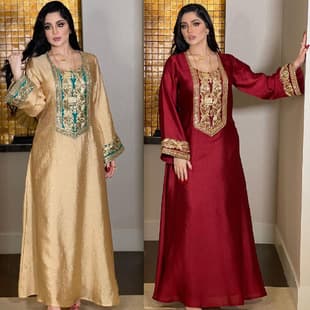 E-commerce Standalone Gold Sequin Dress for Women Jalabiya Elegant Dress