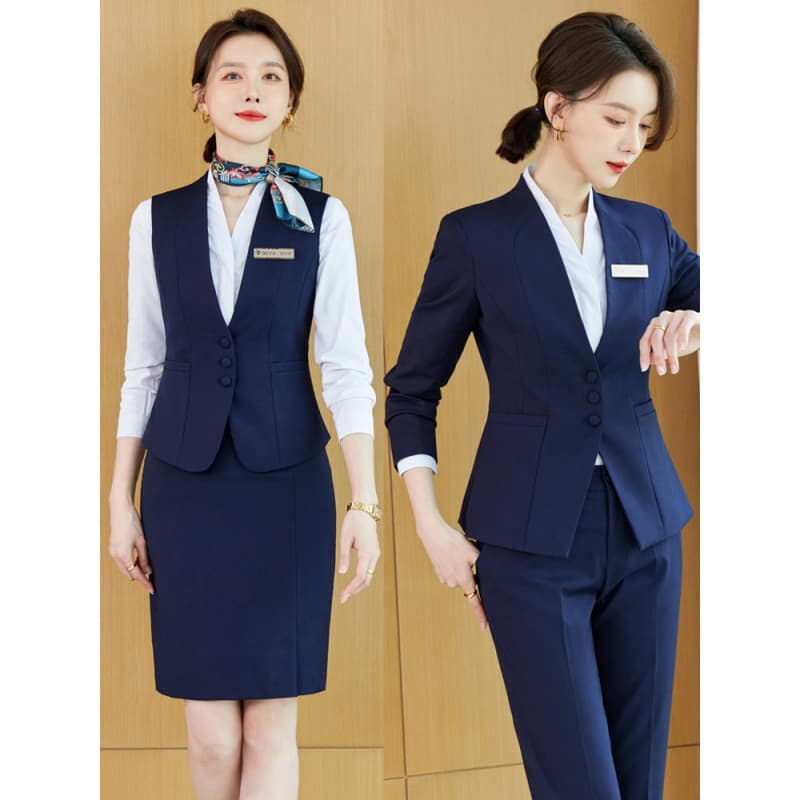 High-end formal business attire women's suit suit hotel front desk reception manager work clothes catering vest suit