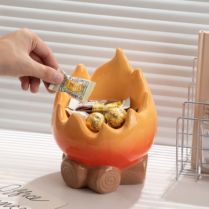 Calcifer Flame Flame Ornament Living Room Entrance Desktop Decoration Light Luxury High-end Creative Storage Box for Gifts