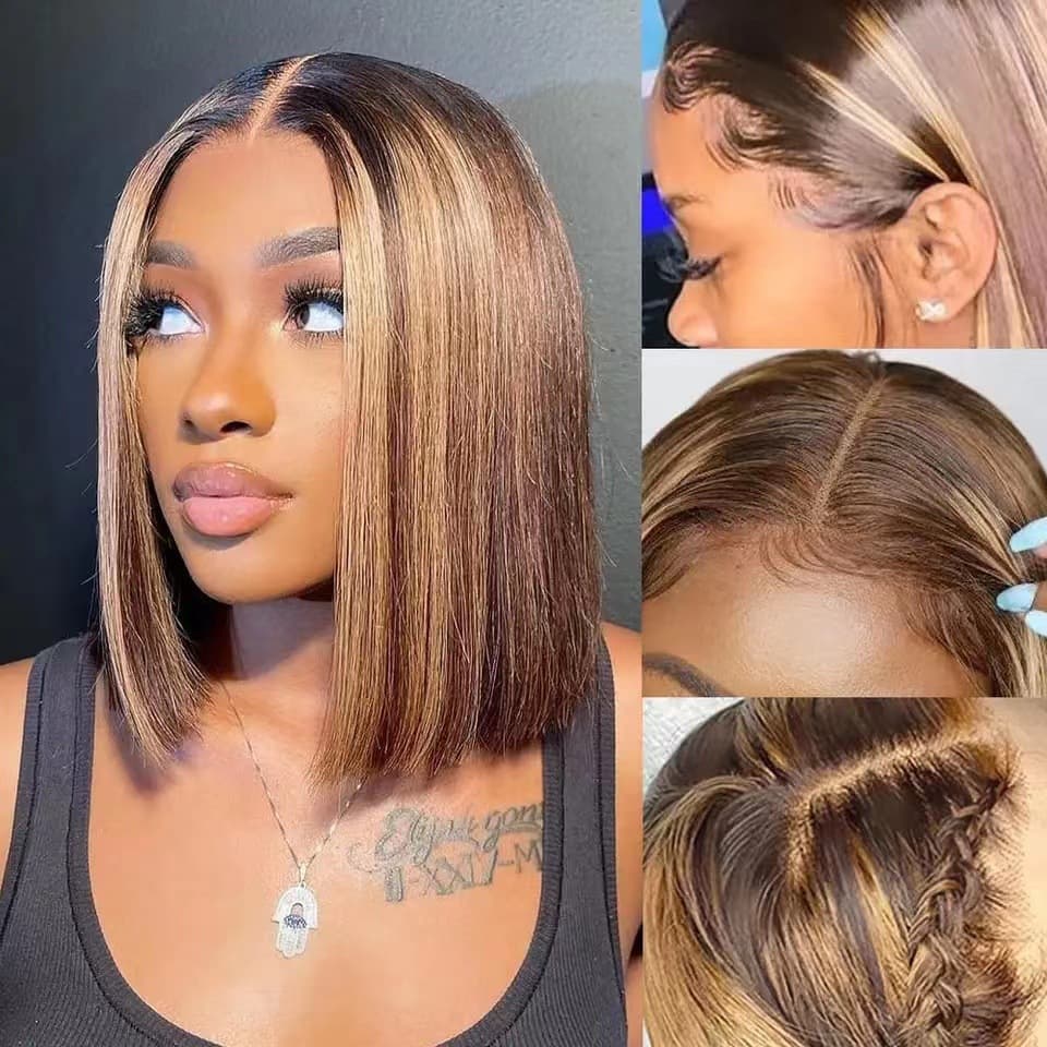 Front lace bob short hair bob short wig lace full headgear human hair wig in stock