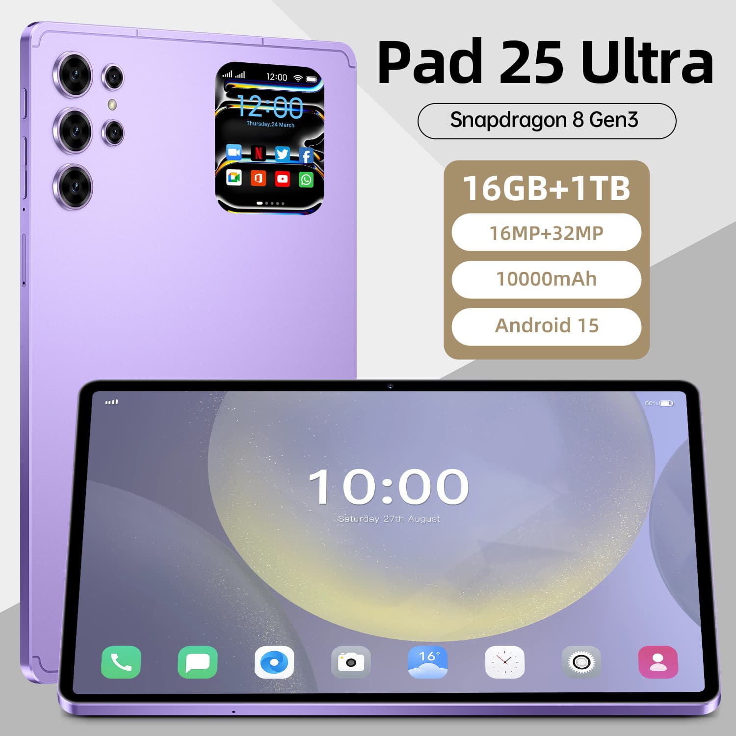 Hot-selling Pad 25 Ultra Android Tablet 16+1TB Large Screen Eye Care Computer Factory Wholesale