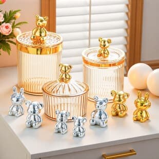 Light Luxury Trendy 3D Rabbit Figurine Adhesive Electroplated Long-Ear Rabbit Cute Product Violent Bear Spinning Toy
